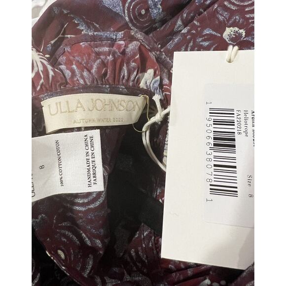 Ulla Johnson Ardith 8 Blouse Heliotrotrope Cotton Purple Floral Ruffle Romantic - Picture 4 of 4